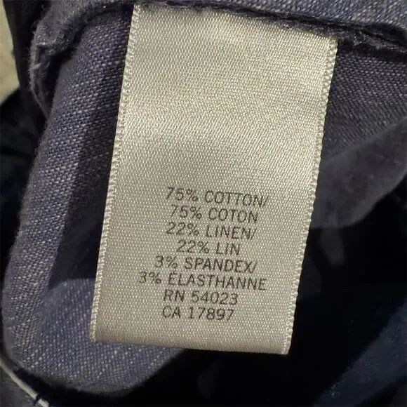 Banana Republic Martin Wide Leg Pants Blue Cotton Linen Lightweight Breathable 6 - Picture 5 of 9